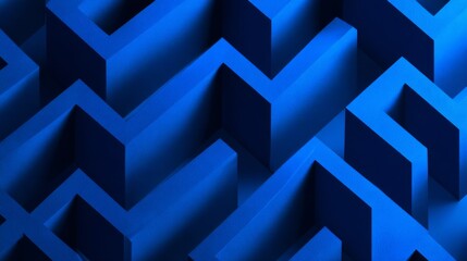 Naklejka premium Intricate Blue Geometric Labyrinth Design with Deep Shadows and Abstract Patterns for Modern Artwork