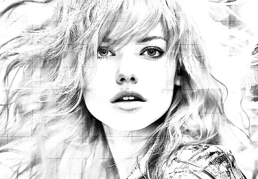 Black And Gray Pencil Sketch Photo Effect
