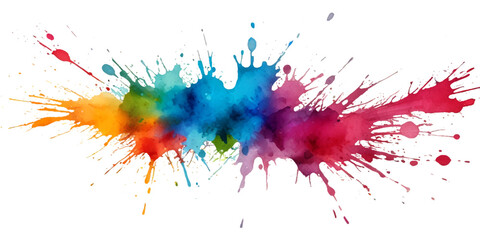 Colorful rainbow Holi paint color powder splash explosion isolated in transparent background