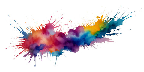 Colorful rainbow Holi paint color powder splash explosion isolated in transparent background