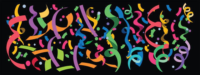 Obraz premium Colorful vector confetti on transparent background, festive celebration decoration for party, birthday and holiday design. background design vector. 