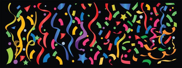 Obraz premium Colorful vector confetti on transparent background, festive celebration decoration for party, birthday and holiday design. background design vector. 