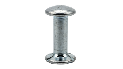 Pan rivet close-up isolated on PNG background.