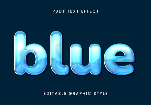 Blue And Black Shiny Water Text Effect Liquid Glossy Font