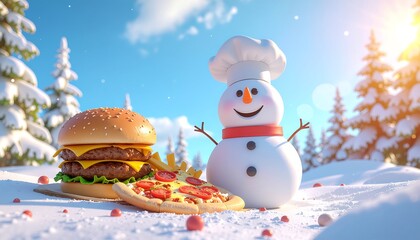 santa claus with a snowman