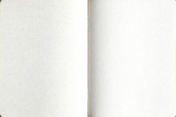 An open notebook or book (mockup) showing two blank pages with a slight paper texture, perfect for adding text, drawings, or designs.