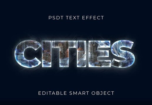 Blue And White Double Exposure Photo Knockout Text Effect