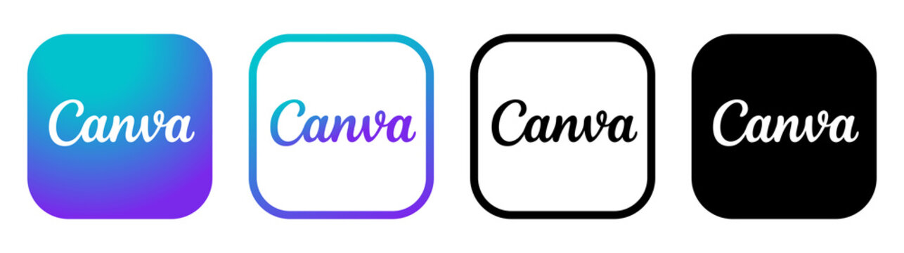 Set of different Canva mobile app icons, isolated on transparent background, high resolution. Canva is an Australian multinational software company that provides a graphic design platform