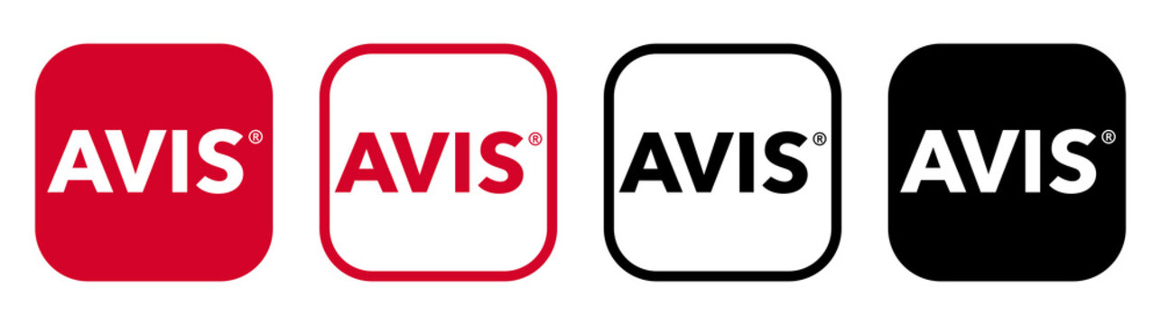 Set of different Avis mobile app icons, isolated on transparent background, high resolution. Avis Car Rental, LLC is a Global car rental company