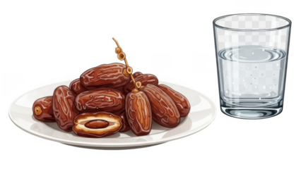Plate of dates with a glass of water