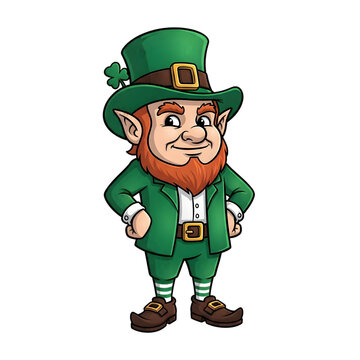 Cartoon lepre pageant character with green hat and beard