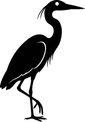Obraz premium Black Silhouette of a Great Blue Heron Standing Still Vector Illustration