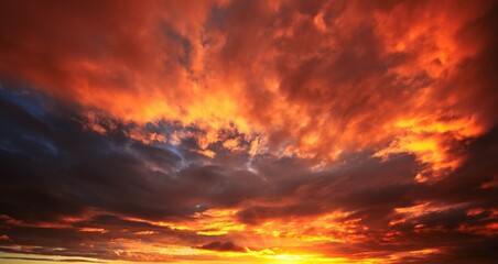 New Zealand Sunset Sky Replacement Clouds on Fire