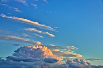 New Zealand Sunset Sky Replacement Cloud Hill with Copy Space Top Left