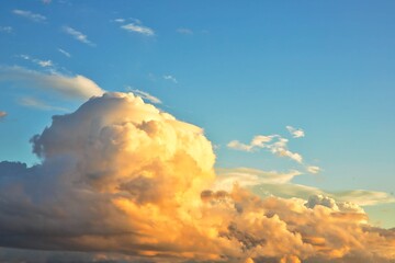 New Zealand Sunset Sky Replacement Large Cloud With Blue Sky Copy Space