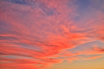 New Zealand Sunset Sky Replacement Waves of Red Hot Clouds