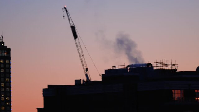 Mayfair City Aerial View, Cityscape, Construction Site Buildings, Rooftops HVAC Emissions, London Urban Skyline, England, United Kingdom | Captured From Oxford Street