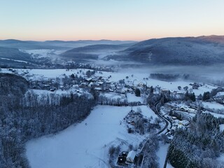 Abendstimmung im winterlichen Wienerwald, Nieder&ouml;sterreich
