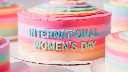 Colorful cake decorated for International Women's Day celebration  
