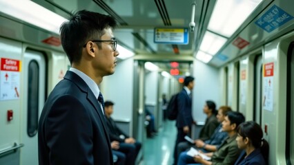 Scene of sparse walking of subway passengers