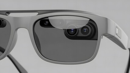 Futuristic Smart AR Glasses with Integrated Camera Lenses for Augmented Reality and Digital Vision
