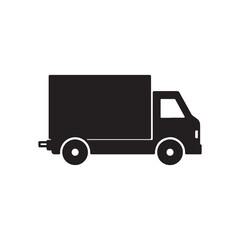 Solid vector of a delivery vehicle with a prohibition no entry sign on white back ground