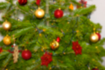 Defocused Decorated Christmas Tree Background
