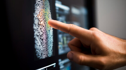 person scanning fingerprint for biometric access
