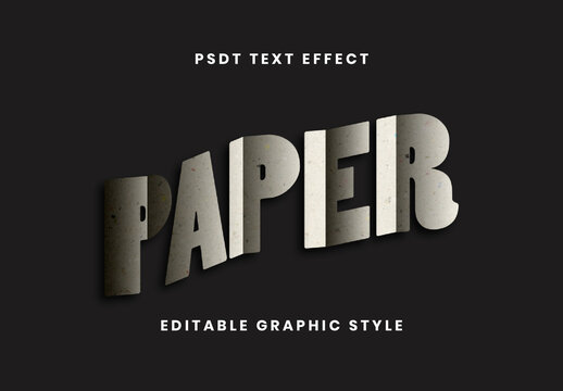 Gray And Black Rustic Folded Craft Paper Text Effect Realistic Textured Font