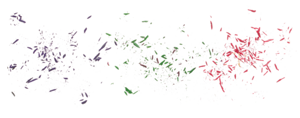 Set colorful pencil tip shavings from sharpener flying, explosion isolated on white background and texture, clipping path, transparency