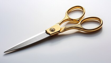 elegant gold scissors on white background sharp blades craft tool precision cutting