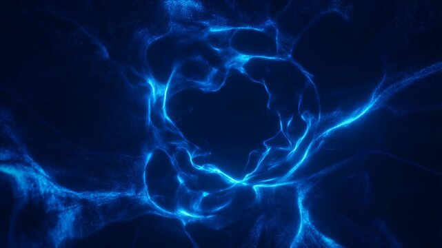 Abstract blue glowing waves creating a vortex effect. Visual representation of energy flow and digital technology concepts