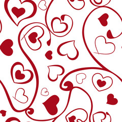 cute red hearts seamless pattern design for kids, vector illustration 