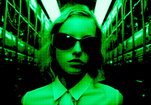 Black And Green Matrix Code Rain Photo Effect