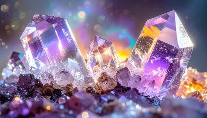 Shimmering Crystal Stones with Magical Light Effects