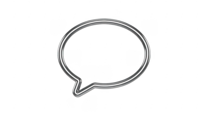 Metal speech bubble outline metal outline silver speech bubble isolated on a transparent background