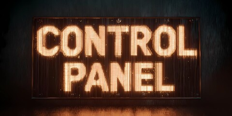 Flat design user interface element with the title &ldquo;control panel&rdquo; as a prominent screen header