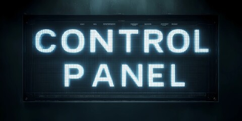 Flat design user interface element with the title &ldquo;control panel&rdquo; as a prominent screen header