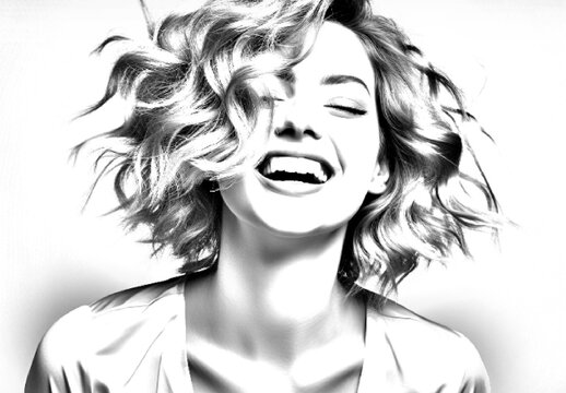 White And Black Pencil Sketch Photo Effect High Contrast Portrait