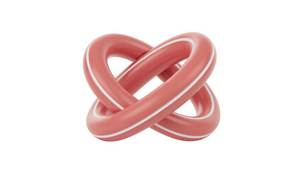 Pink interlocking rings sculpture isolated on a transparent background
