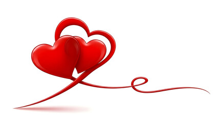 Two red hearts connected together with ribbon page page love