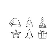 Fototapeta premium Hand drawn christmas icons sketch set