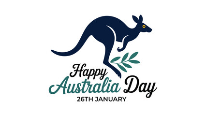 Happy Australia Day typography with kangaroo illustration and 26th january text for national celebration greeting, poster, banner, social media and holiday design © Zavivec