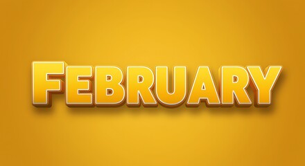 3d february text on yellow background