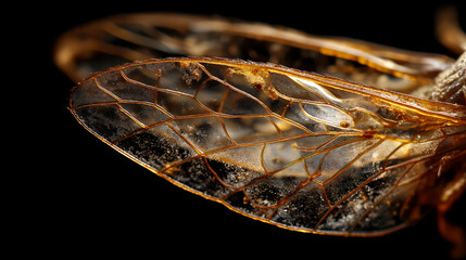 Extreme close-up of termite wing detail, intricate vein structure showing, insect anatomy visualization, biological feature examination, pest identification characteristic, detaile