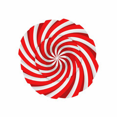 Festive peppermint swirl pattern with red white stripes on white background. Peppermint swirl creates classic holiday candy aesthetic, evoking seasonal joy.