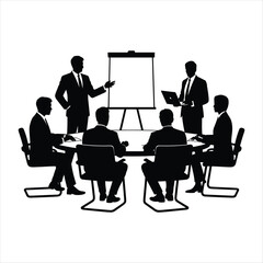 Fototapeta premium Business Presentation Meeting Silhouette with Team Discussion