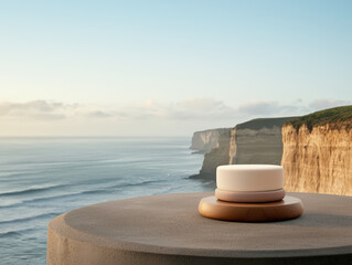 Serene sunrise meditation coastal cliff ocean calm sunrise meditation coastal cliff ocean calm diffuser aromatherapy minimal rock sea sky horizon