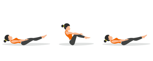 step by step women's v crunch gymnastics exercise