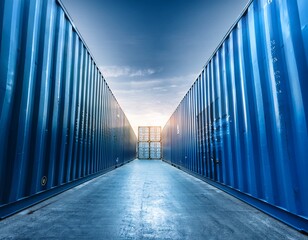 open blue shipping container empty cargo box for global trade and logistics warehouse industrial transportation